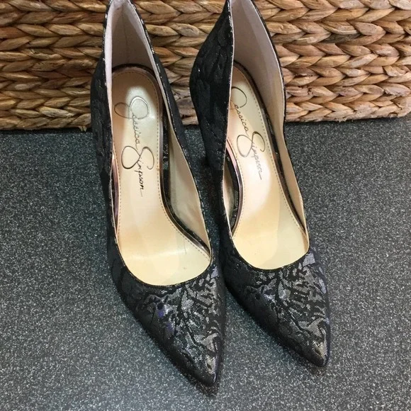 Jessica Simpson Black Lace Heels - Picture 2 of 14